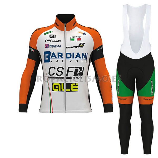 2017 Maillot Bardiani CSF tirantes mangas largas blanco y verde